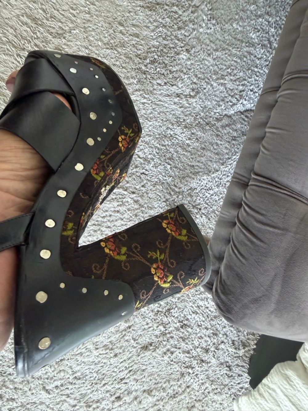 Prada Black Leather and Baroque Platform Sandals